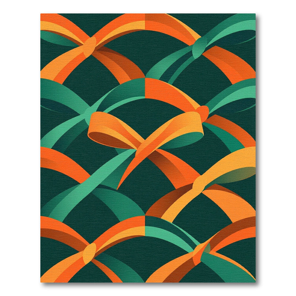 Orange and Teal Geometric Ribbon Weave Rug