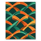 Orange and Teal Geometric Ribbon Weave Rug