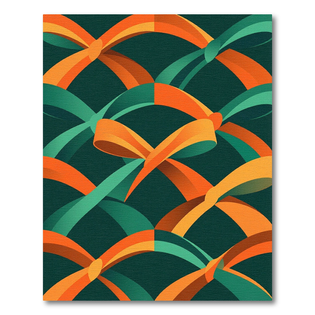 Orange and Teal Geometric Ribbon Weave Rug