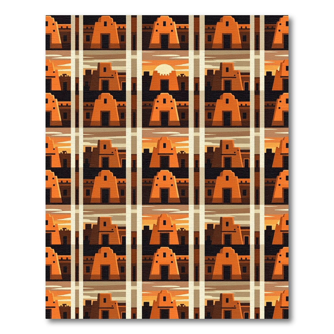 Adobe Sunset Mission Terracotta Grid Rug