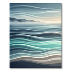 Serene Blue Coastal Wave Horizon Rug