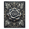 Metallic Silver Rose Filigree Embellishment Rug