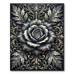 Metallic Silver Rose Filigree Embellishment Rug