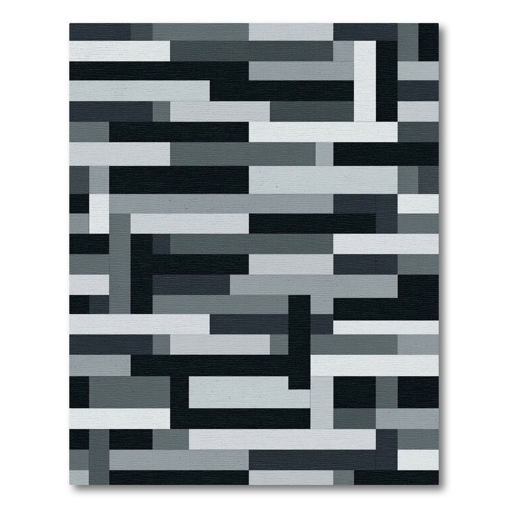 Modern Monochromatic Abstract Block Grid Rug