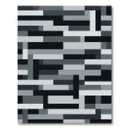 Modern Monochromatic Abstract Block Grid Rug