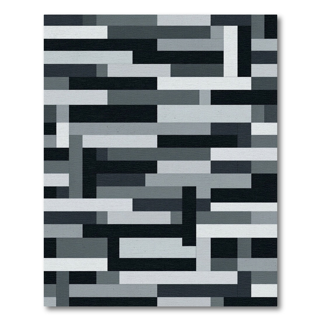 Modern Monochromatic Abstract Block Grid Rug