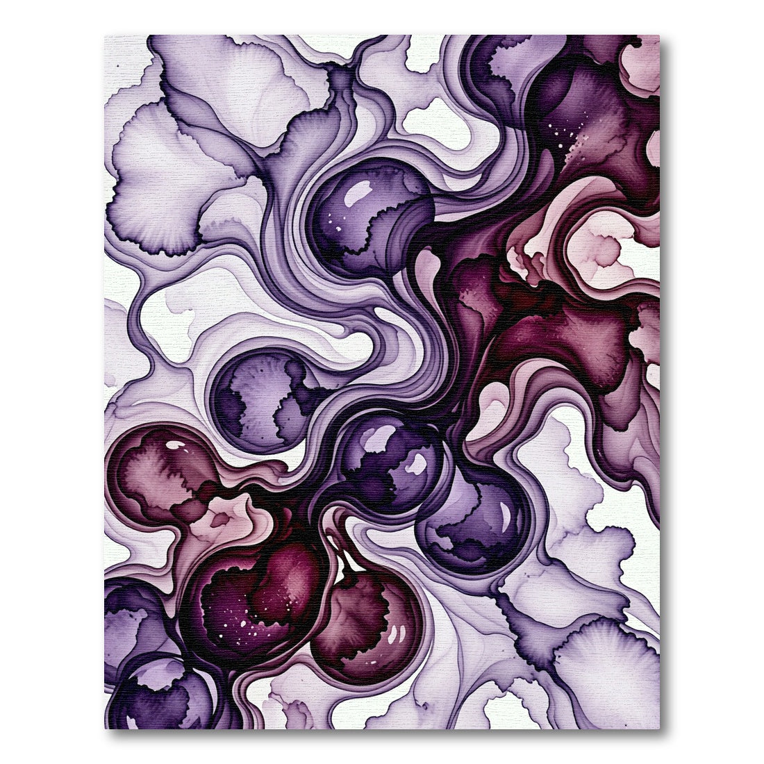 Abstract Plum Ink Flow Swirl Rug