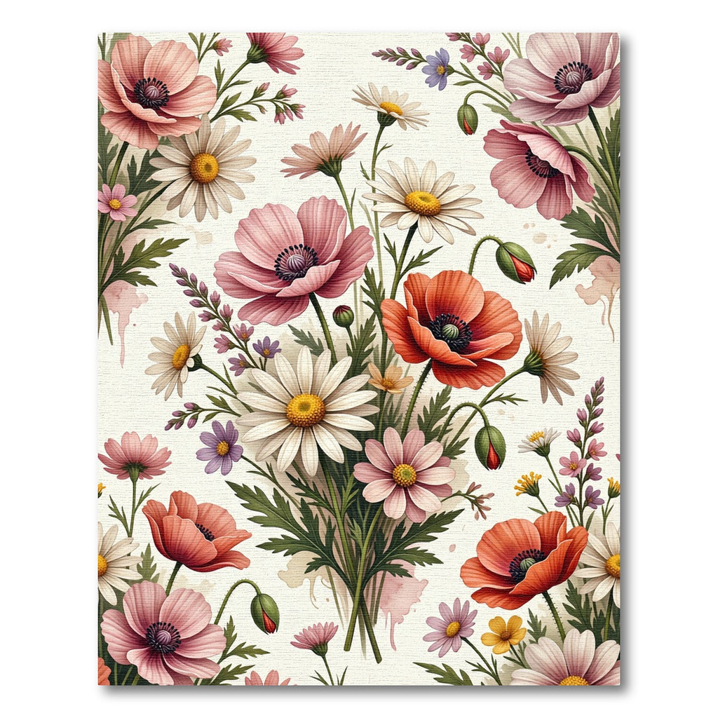 Watercolor Wildflower Meadow Floral Bouquet Rug