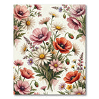 Watercolor Wildflower Meadow Floral Bouquet Rug