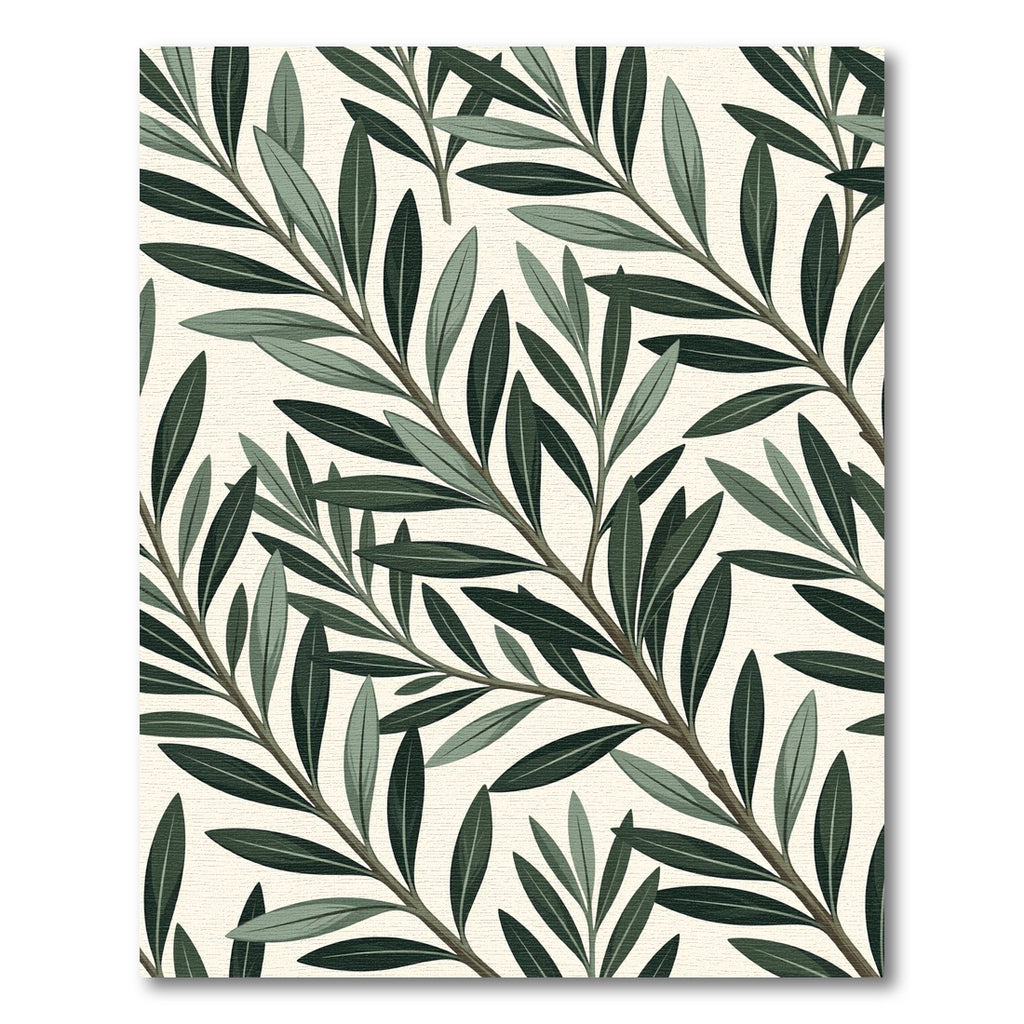 Deep Green Olive Branch Foliage Rug
