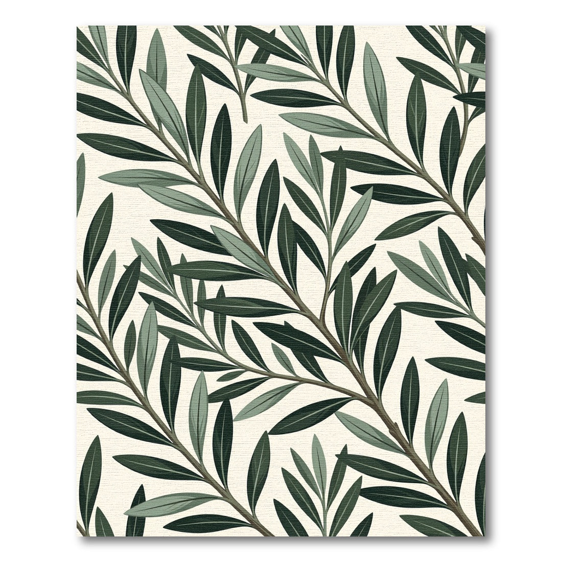 Deep Green Olive Branch Foliage Rug