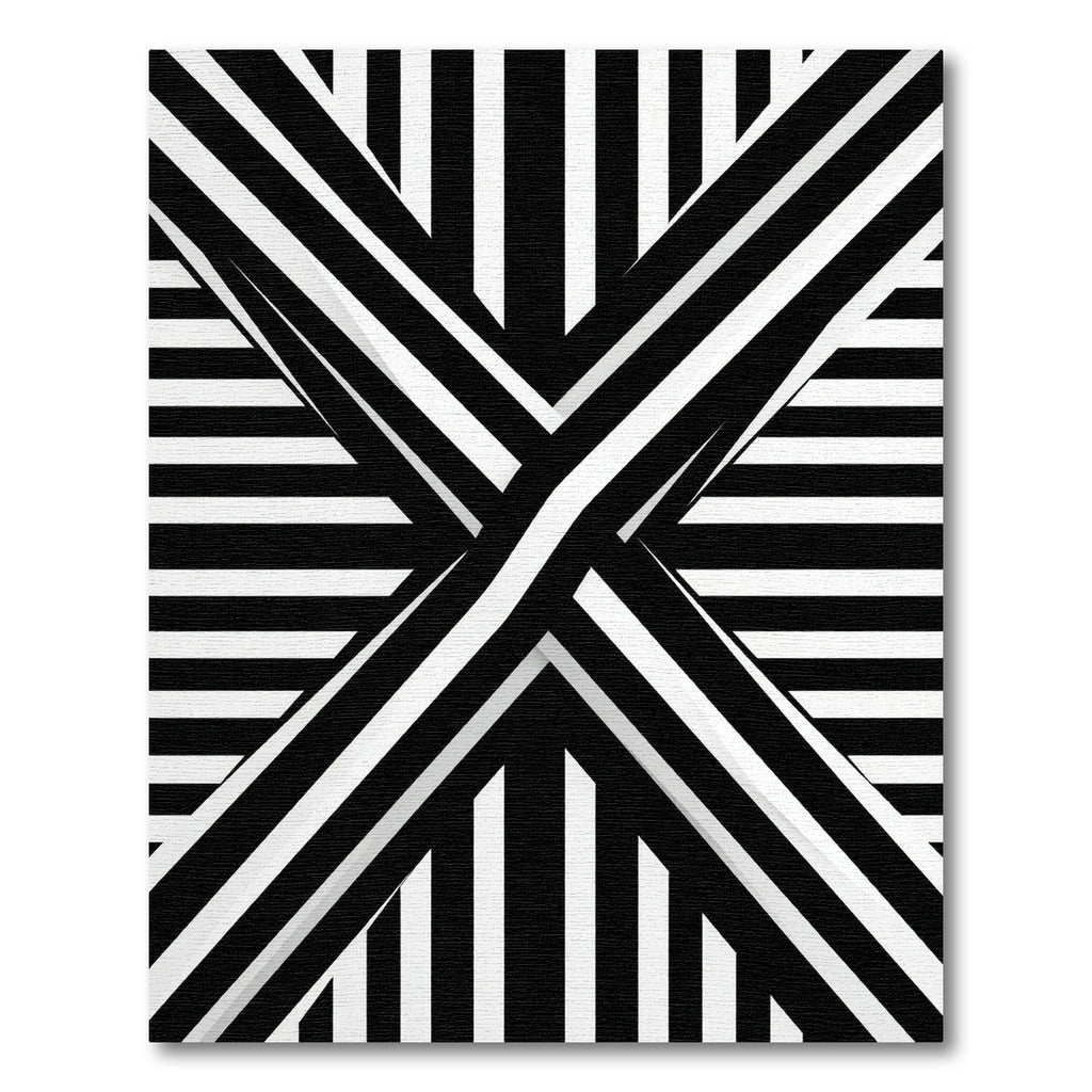 Bold Black White Geometric Stripe Weave Rug
