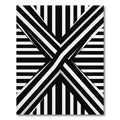 Bold Black White Geometric Stripe Weave Rug