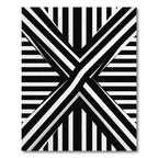 Bold Black White Geometric Stripe Weave Rug