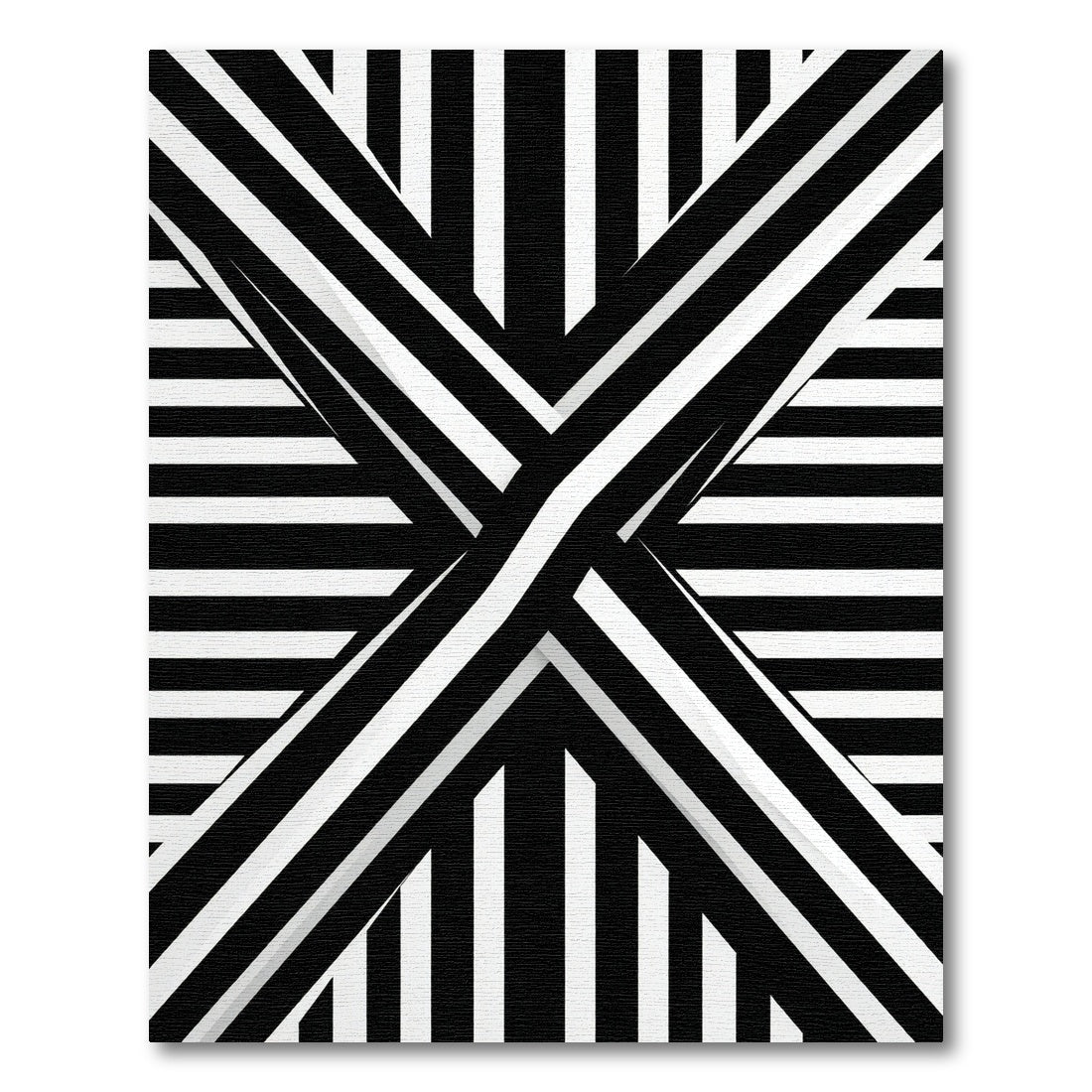Bold Black White Geometric Stripe Weave Rug