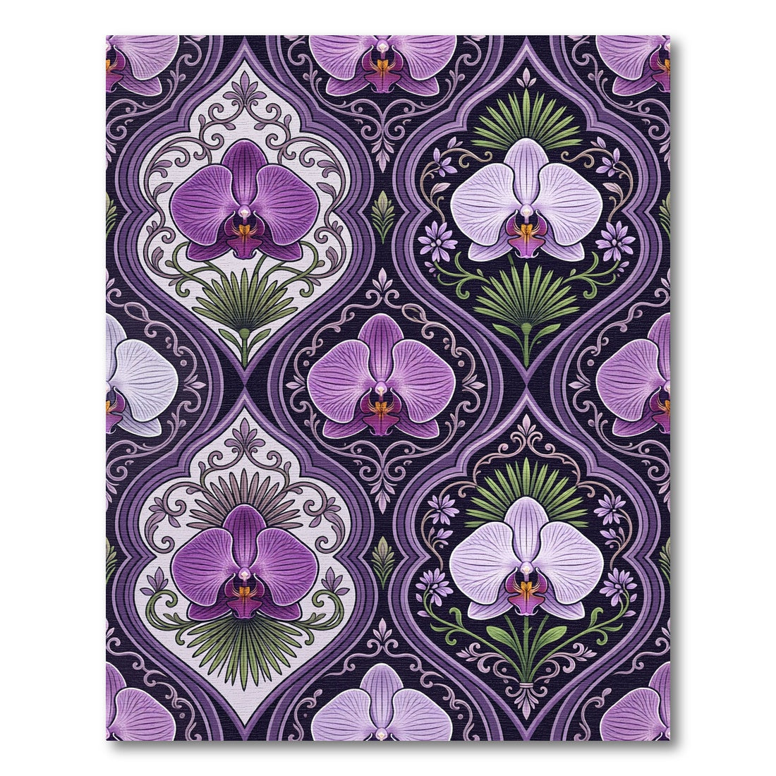 Orchid Medallion Damask Purple Rug