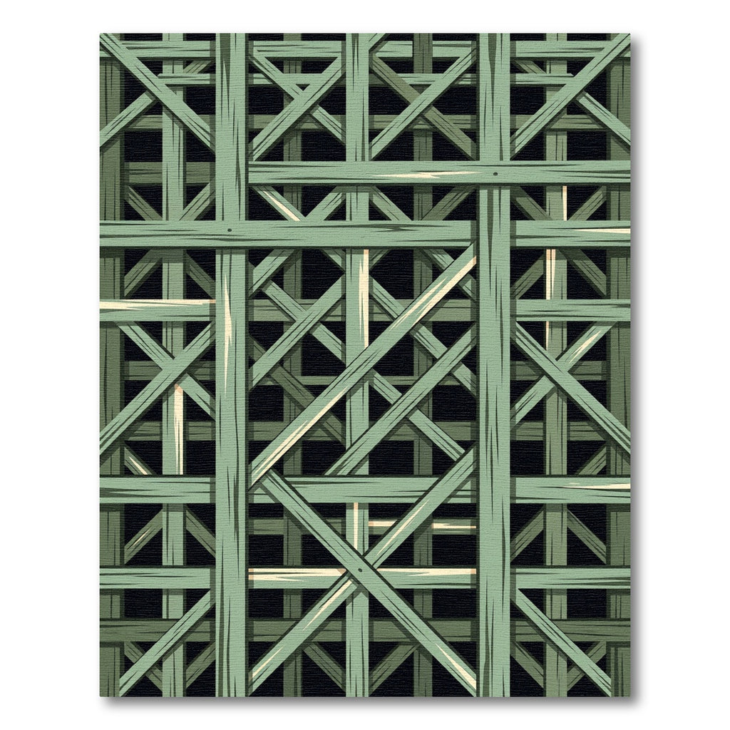 Sage Green Interlocking Wood Lattice Rug