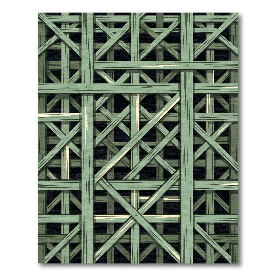 Sage Green Interlocking Wood Lattice Rug