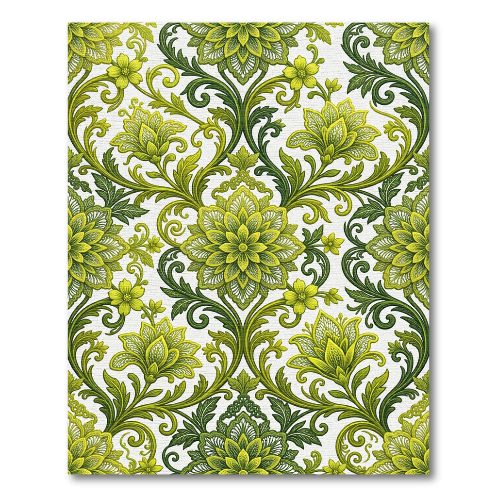 Lush Green Floral Medallion Rug
