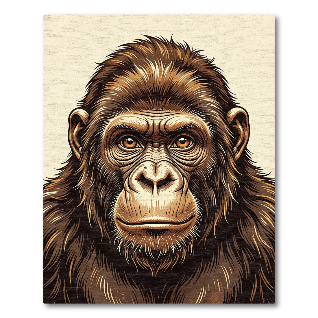 Majestic Realistic Golden Ape Portrait Rug