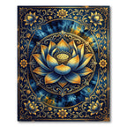 Golden Floral Lotus Medallion Rug