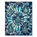 Teal Blue Tie Dye Paisley Swirl Rug