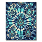 Teal Blue Tie Dye Paisley Swirl Rug