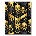 Gold Black Geometric Stacked Blocks Rug