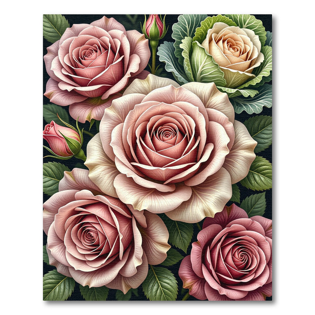 Blush Pink Roses Garden Close Up Rug