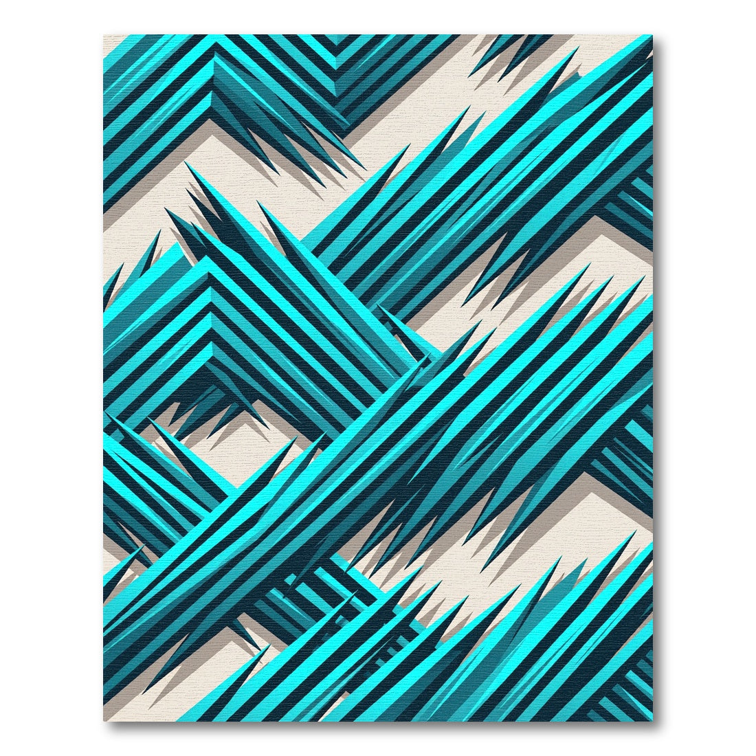 Sharp Teal Jagged Geometric Lines Rug