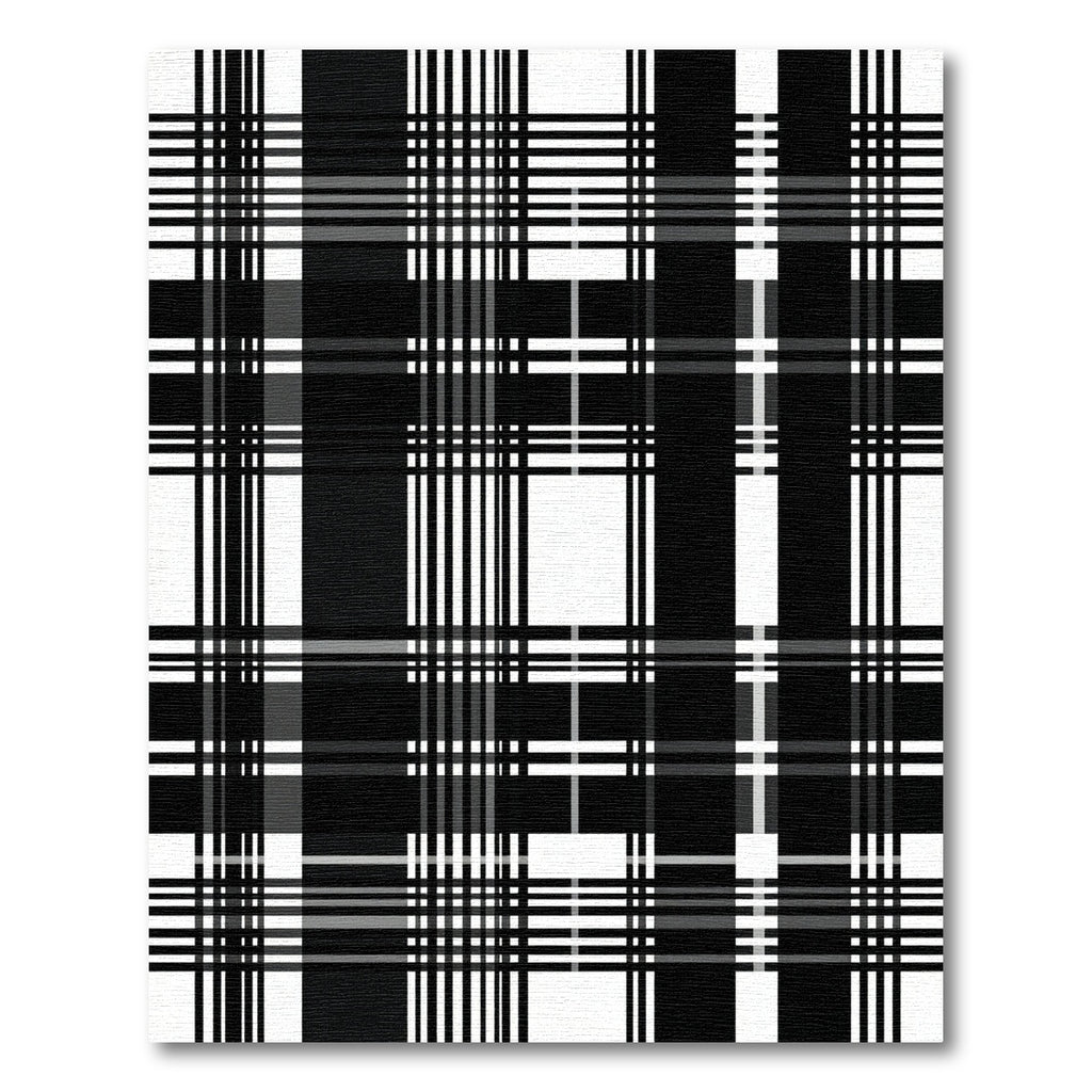 Bold Black White Plaid Lines Rug