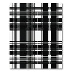 Bold Black White Plaid Lines Rug