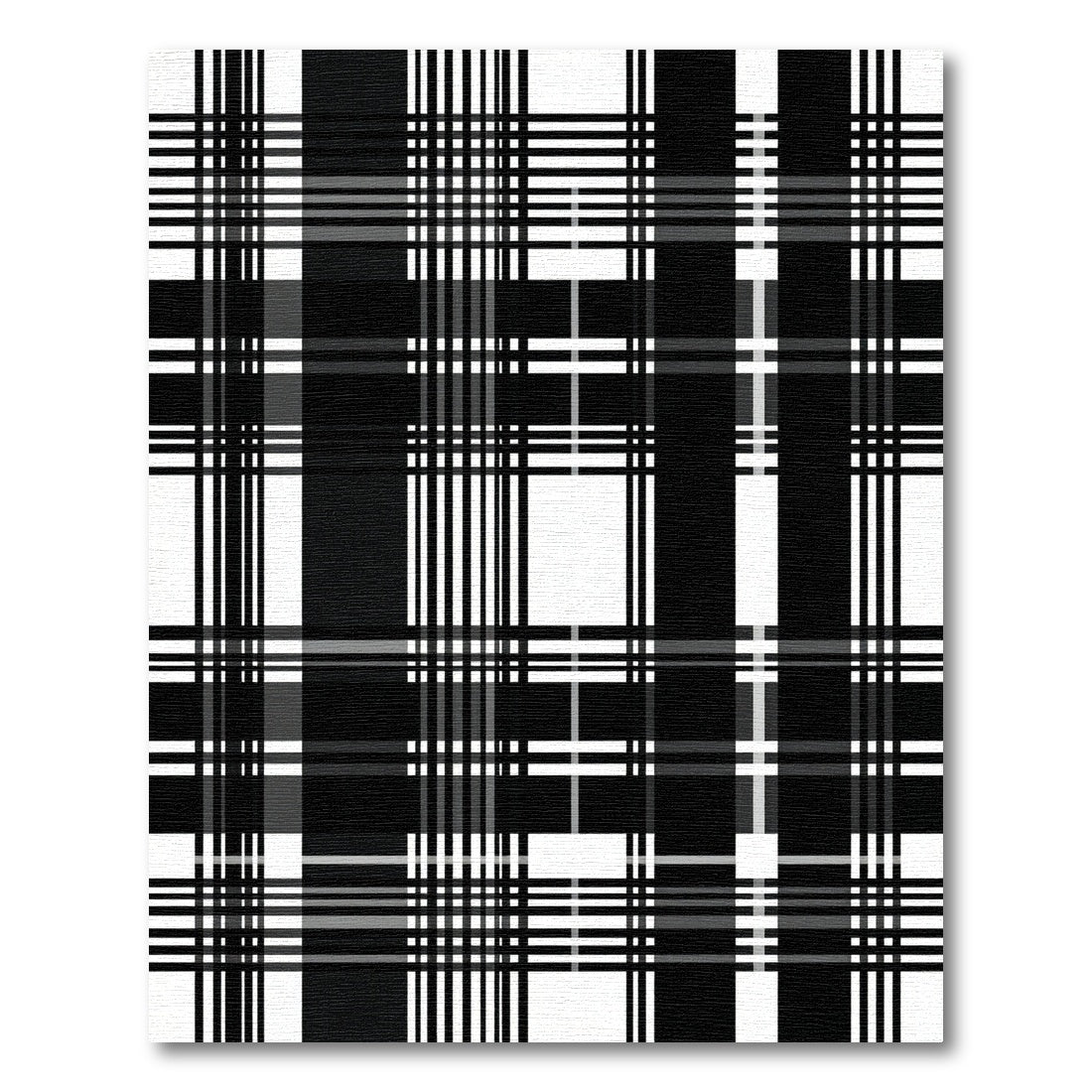 Bold Black White Plaid Lines Rug