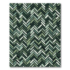 Green Herringbone Textured Layered Rug