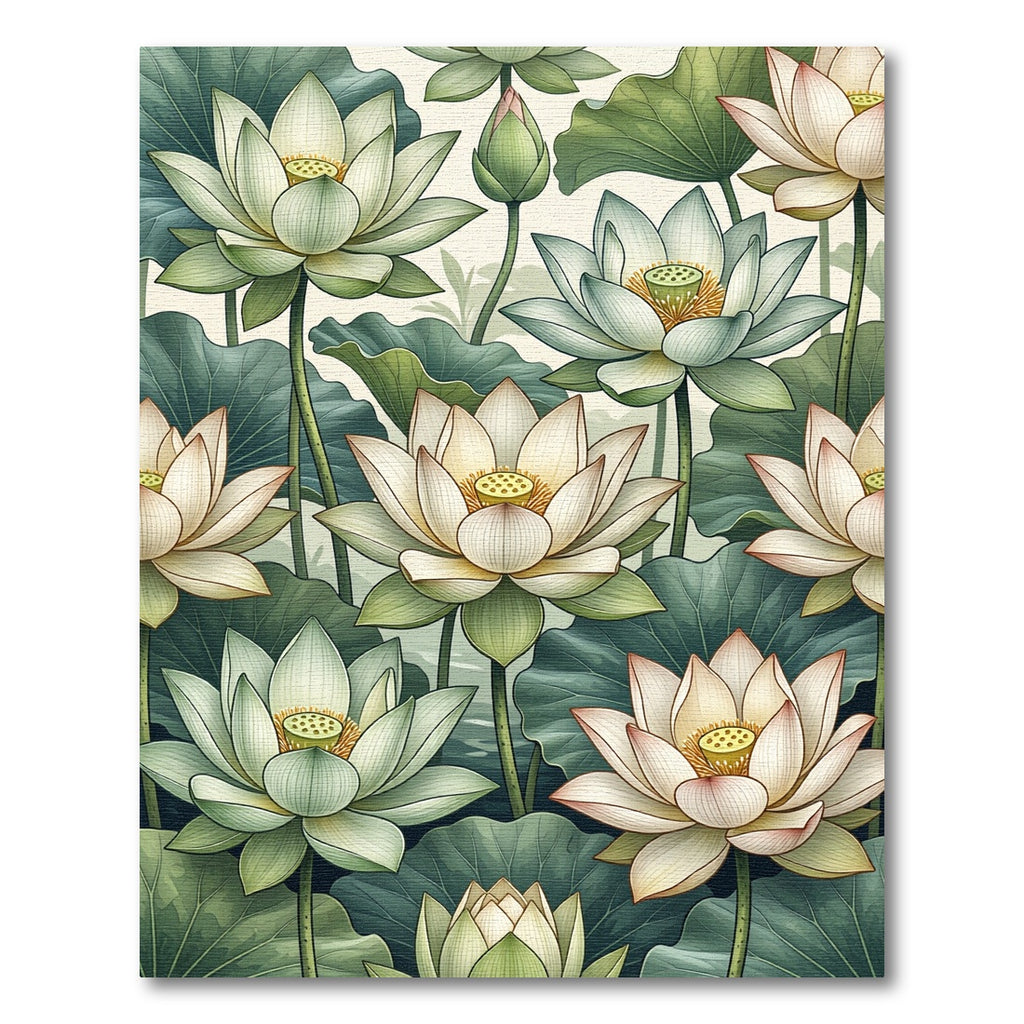 Elegant Botanical Lotus Watercolor Serene Rug