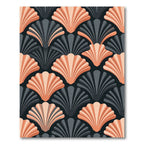 Coral Gray Shell Fan Deco Rug