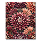 Crimson Pink Floral Fan Art Deco Rug
