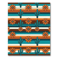 Teal Cactus Orange Flower Striped Rug