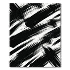 Bold Black and White Abstract Brushstroke Rug