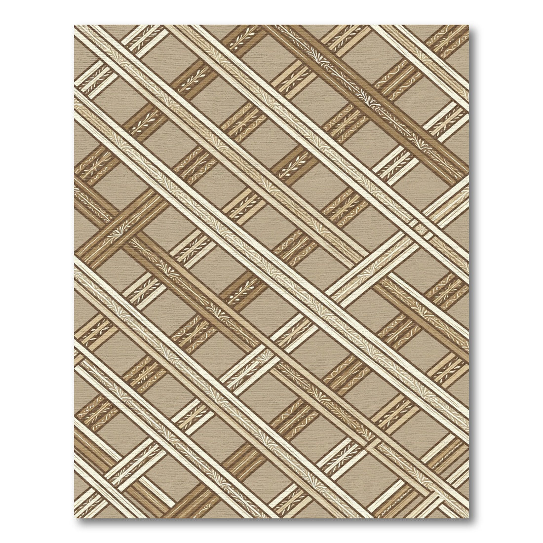 Beige Lattice Grid Textured Plaid Rug