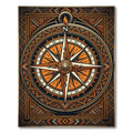 Geometric Golden Compass Navigation Crest Rug