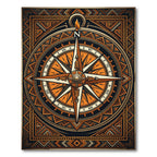 Geometric Golden Compass Navigation Crest Rug