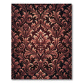 Dark Maroon Damask Scroll Floral Art Rug