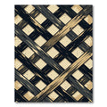 Charcoal and Gold Slanted Grid Rug