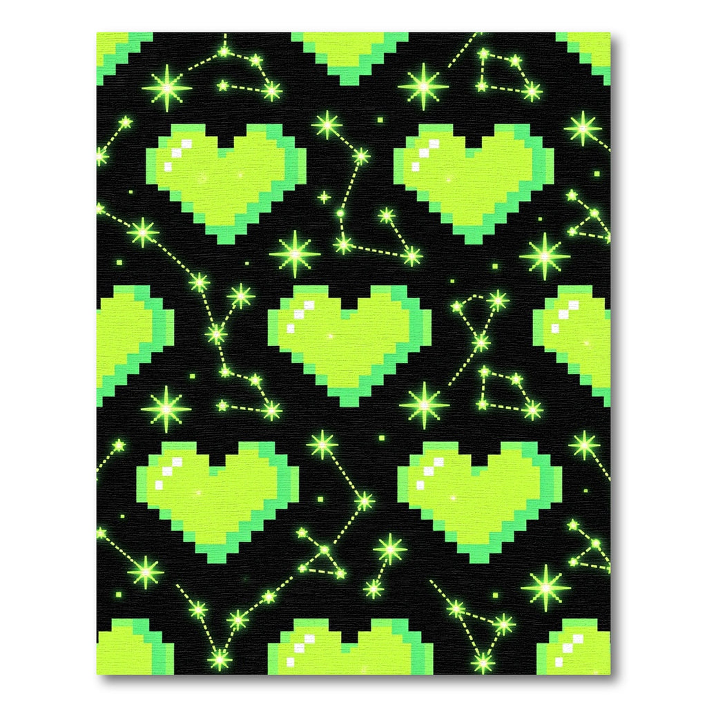 Neon Pixel Heart Celestial Constellation Rug