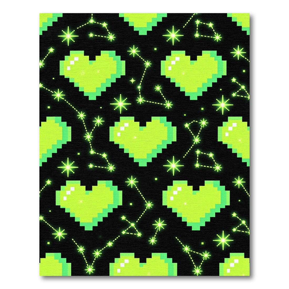 Neon Pixel Heart Celestial Constellation Rug