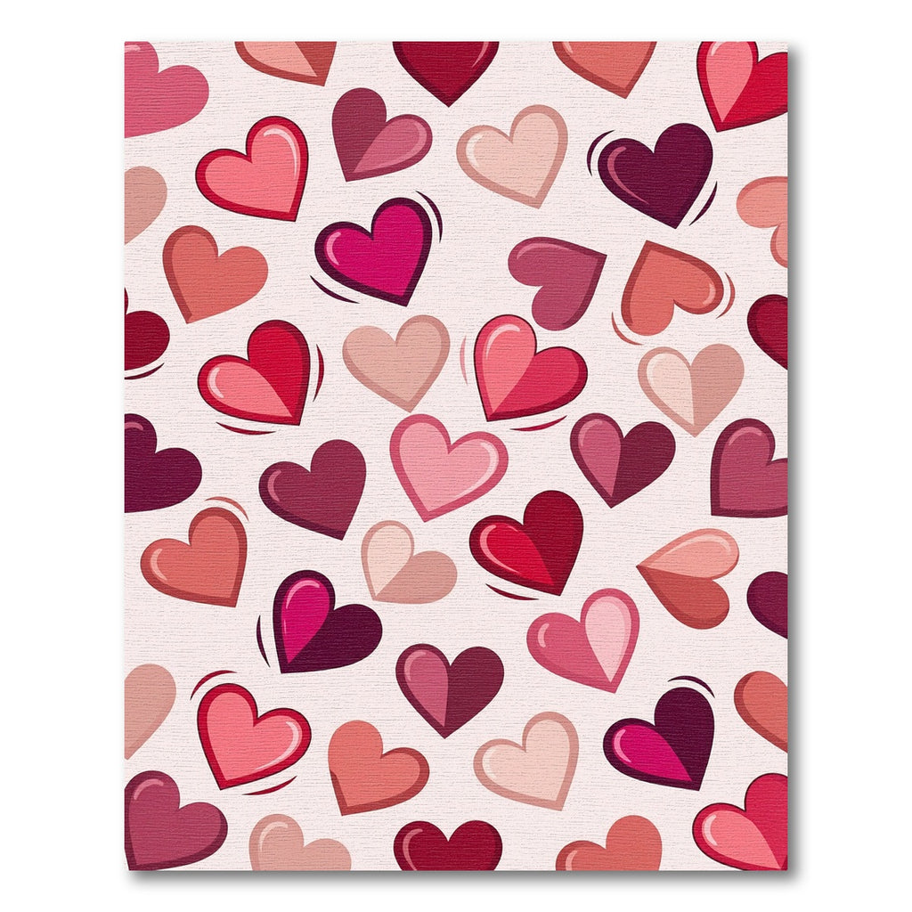 Romantic Pink Multi Heart Illustration Rug