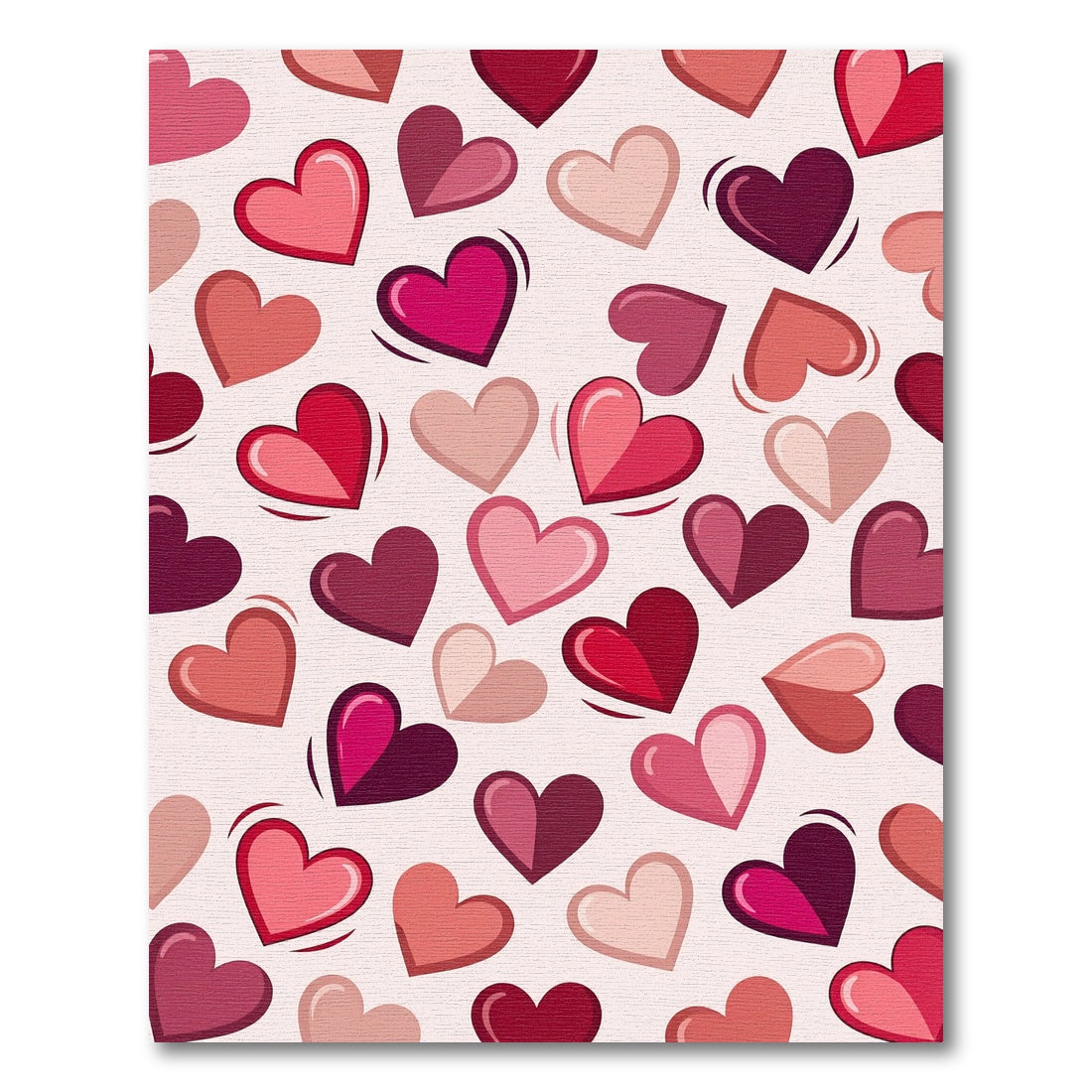Romantic Pink Multi Heart Illustration Rug