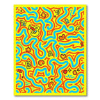 Retro Yellow Letter Abstract Swirl Rug