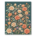 Coral Cream Rose Trellis Garden Bloom Rug